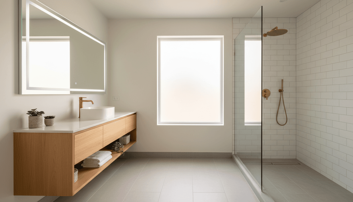 Bathroom renovation with new tile and vanity