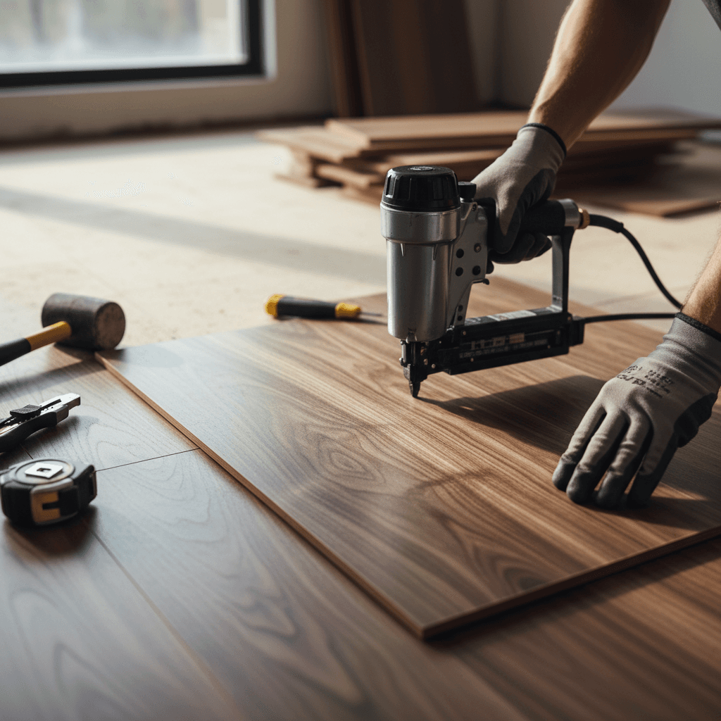 New hardwood floor in an open living area