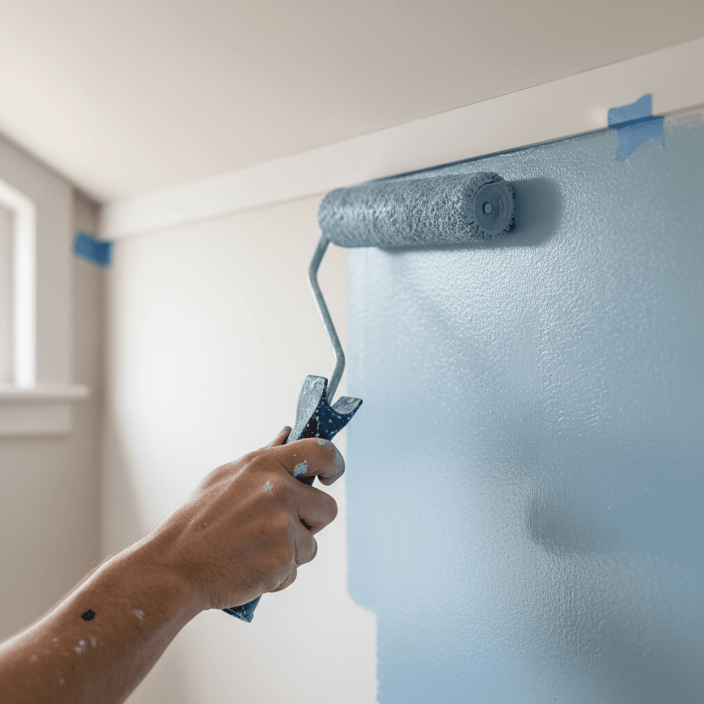 Interior painting in progress